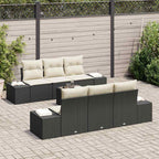 Garten-Sofa-Set mit Kissen 8 pcs Schwarz und Creme Poly-Rattan