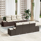 Garten-Sofa-Set mit Kissen 8 pcs Braun und Creme Poly-Rattan