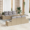 Garten-Sofa-Set mit Kissen 8 pcs Beige und Grau Poly-Rattan