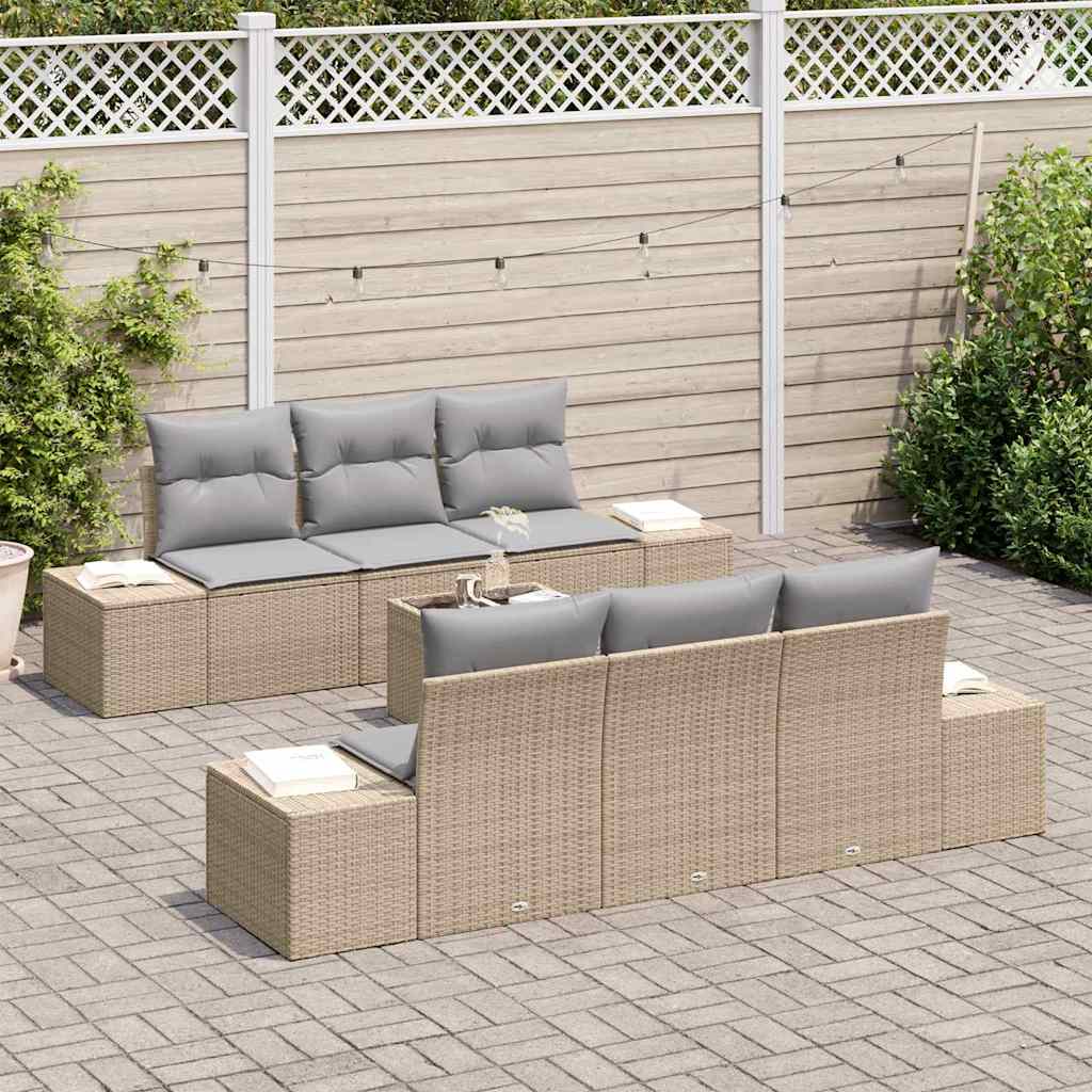 Garten-Sofa-Set mit Kissen 8 pcs Beige und Grau Poly-Rattan