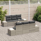 Garten-Sofa-Set 8 pcs Hellgrau und Dunkelgrau Poly-Rattan