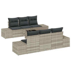 Garten-Sofa-Set 8 pcs Hellgrau und Dunkelgrau Poly-Rattan