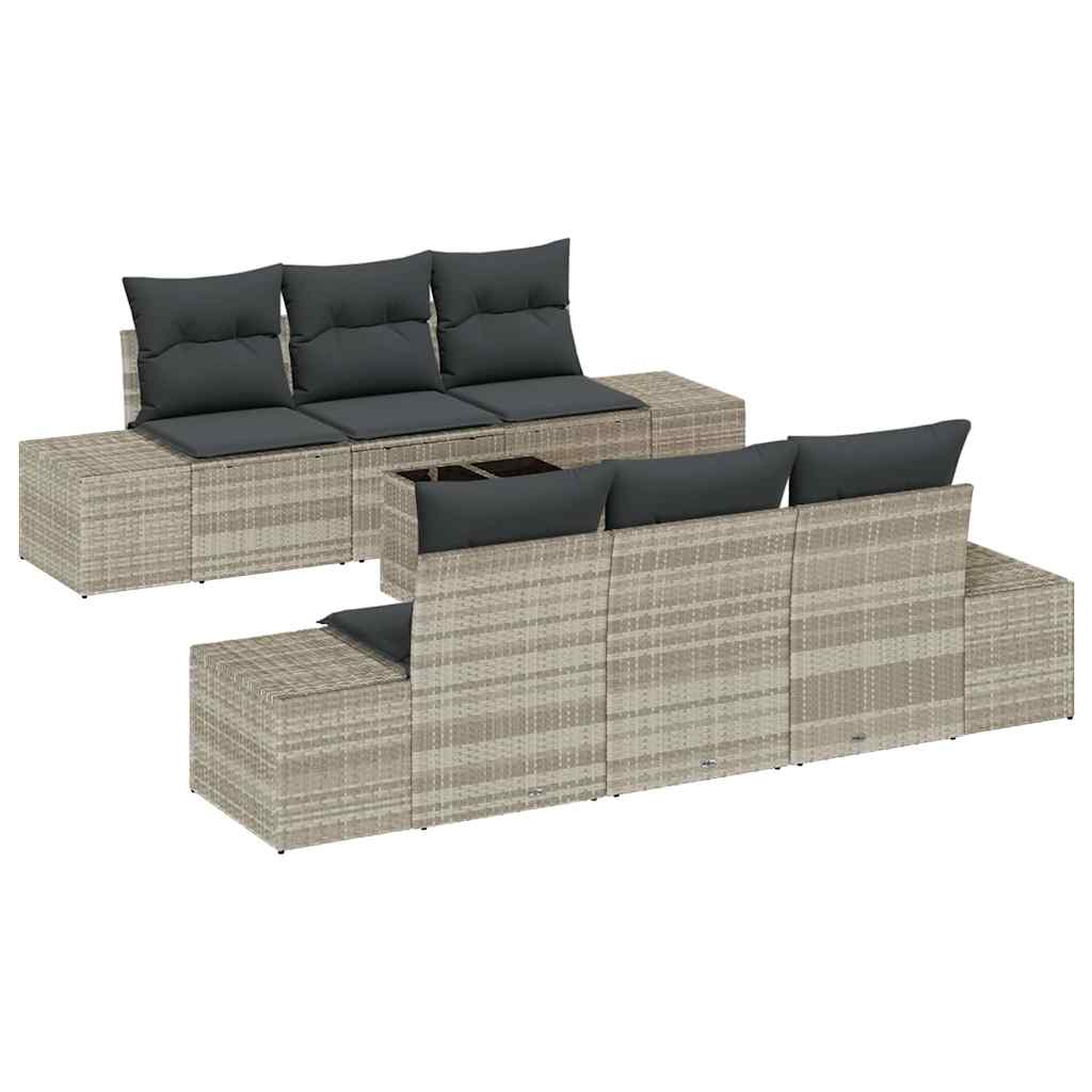 Garten-Sofa-Set 8 pcs Hellgrau und Dunkelgrau Poly-Rattan