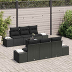 Garten-Sofa-Set mit Kissen 8 pcs Schwarz Poly-Rattan