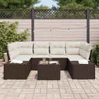Gartensofa-set mit Kissen 8 pcs Braun und Creme Poly-Rattan