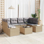 Gartensofa-set mit Kissen 8 pcs Beige und Grau Poly-Rattan