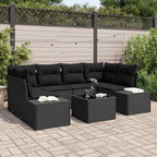 Gartensofa-set mit Kissen 8 pcs Schwarz Poly-Rattan