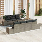 Garten-Sofa-Set mit Kissen mit Speicher 8 pcs Grau Poly-Rattan