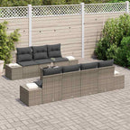 Garten-Sofa-Set mit Kissen mit Speicher 8 pcs Grau Poly-Rattan
