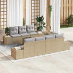 Garten-Sofa-Set mit Kissen 8 pcs Beige und Grau Poly-Rattan