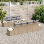 Garten-Sofa-Set mit Kissen 8 pcs Beige und Grau Poly-Rattan
