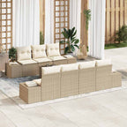 Garten-Sofa-Set mit Kissen 8 pcs Beige und Creme Poly-Rattan
