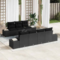Garten-Sofa-Set mit Kissen 8 pcs Schwarz Poly-Rattan