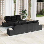 Garten-Sofa-Set mit Kissen 8 pcs Schwarz Poly-Rattan
