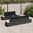 Garten-Sofa-Set mit Kissen 8 pcs Schwarz Poly-Rattan