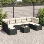 Gartensofa-set mit Kissen 8 pcs Schwarz und Creme Poly-Rattan