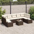 Gartensofa-set mit Kissen 8 pcs Braun und Creme Poly-Rattan