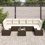 Gartensofa-set mit Kissen 8 pcs Braun und Creme Poly-Rattan