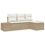 Garten-Sofa-Set mit Kissen 4 pcs Beige und Creme Poly-Rattan