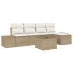 Garten-Sofa-Set mit Kissen 5 pcs Beige und Creme Poly-Rattan