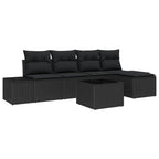 Garten-Sofa-Set mit Kissen 5 pcs Schwarz Poly-Rattan