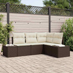 Gartensofa-set mit Speicher 4 pcs Braun und Creme Poly-Rattan