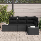 Gartensofa-set mit Speicher 4 pcs Schwarz Poly-Rattan