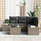 Gartensofa-set mit Speicher Hellgrau Poly-Rattan