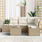 Gartensofa-set mit Speicher Beige und Creme Poly-Rattan