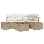 Gartensofa-set mit Speicher Beige und Creme Poly-Rattan