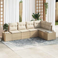 Gartensofa-set mit Speicher 5 pcs Beige und Creme Poly-Rattan