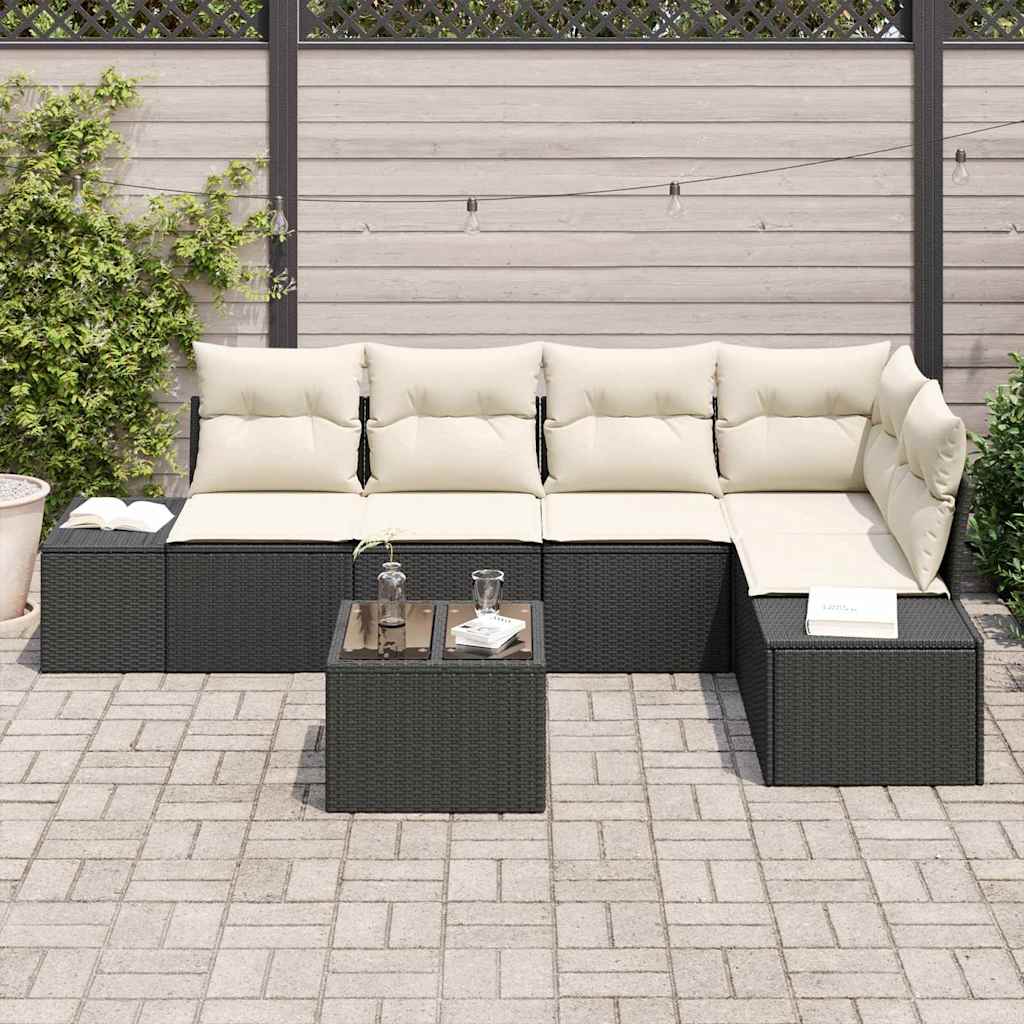 Gartensofa-set mit Speicher Braun und Creme Poly-Rattan