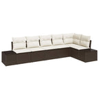 Gartensofa-set mit Speicher 6 pcs Braun und Creme Poly-Rattan