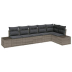 Gartensofa-set mit Speicher 6 pcs Grau Poly-Rattan