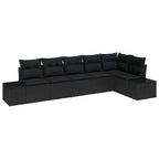Gartensofa-set mit Speicher 6 pcs Schwarz Poly-Rattan