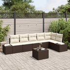 Gartensofa-set mit Speicher Braun und Creme Poly-Rattan