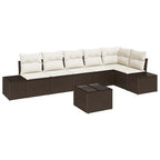 Gartensofa-set mit Speicher Braun und Creme Poly-Rattan