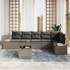 Gartensofa-set mit Speicher Hellgrau Poly-Rattan
