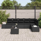 Gartensofa-set mit Speicher Schwarz Poly-Rattan