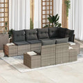 Gartensofa-set mit Speicher 7 pcs Grau Poly-Rattan