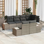 Gartensofa-set mit Speicher 7 pcs Grau Poly-Rattan