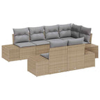Gartensofa-set 7 pcs Beige und Hellgrau Poly-Rattan