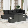 Gartensofa-set mit Speicher 7 pcs Schwarz Poly-Rattan