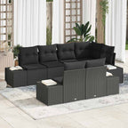 Gartensofa-set mit Speicher 7 pcs Schwarz Poly-Rattan