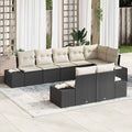 Gartensofa-set mit Speicher 8 pcs Schwarz und Creme Poly Rattan