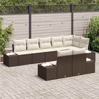 Gartensofa-set mit Speicher 8 pcs Braun und Creme Poly Rattan