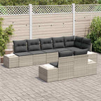 Gartensofa-set mit Speicher 8 pcs Hellgrau Poly Rattan