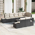 Gartensofa-set mit Speicher Schwarz und Creme Poly Rattan