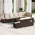 Gartensofa-set mit Speicher Braun und Creme Poly Rattan