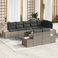 Gartensofa-set mit Speicher Grau Poly Rattan